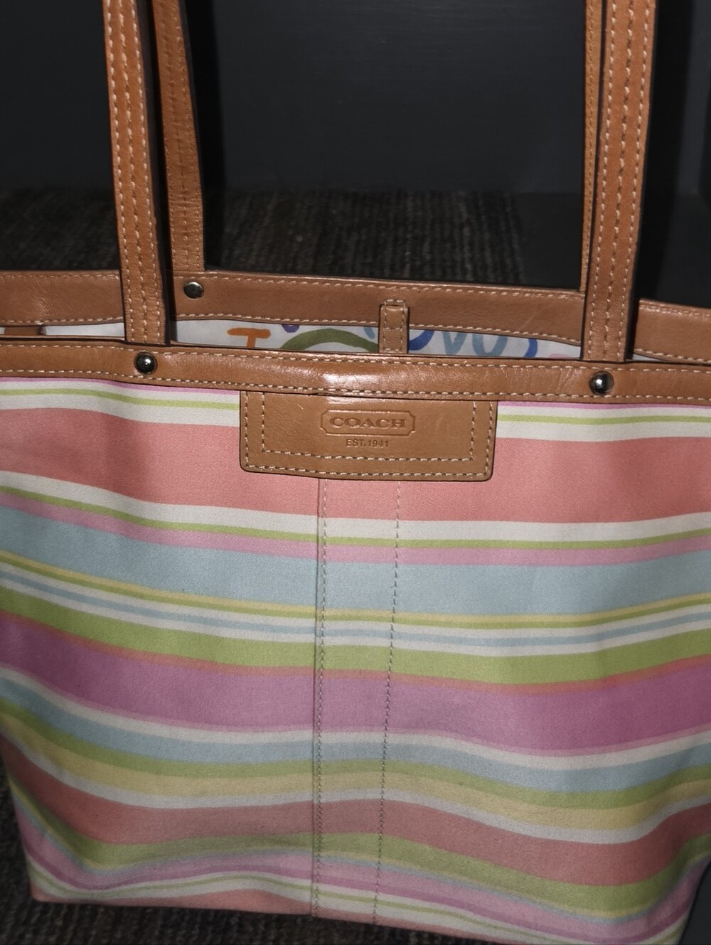 Coach Hampton Pastel Striped Tote Multicolor Pastel Striped Y2k, 2000s